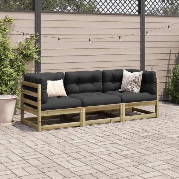 vidaXL Garden Sofa Set Natural wood Vacuum pressure impregnated pinewood L