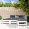 vidaXL Garden Lounge Set White Solid Pine Wood Standard Modular