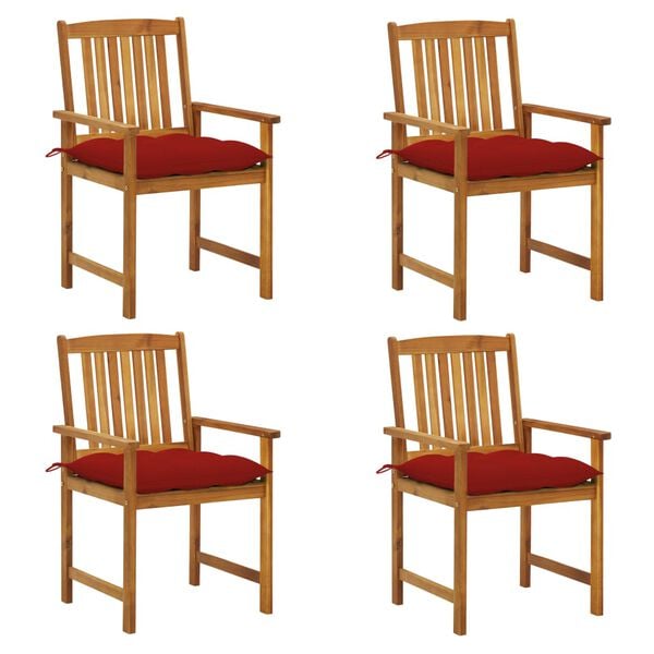 vidaXL Patio Chair Set of 4 Wood: Natural finish Solid Acacia wood