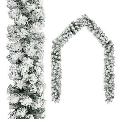 vidaXL Christmas Garland with Flocked Snow Green 33 ft PVC