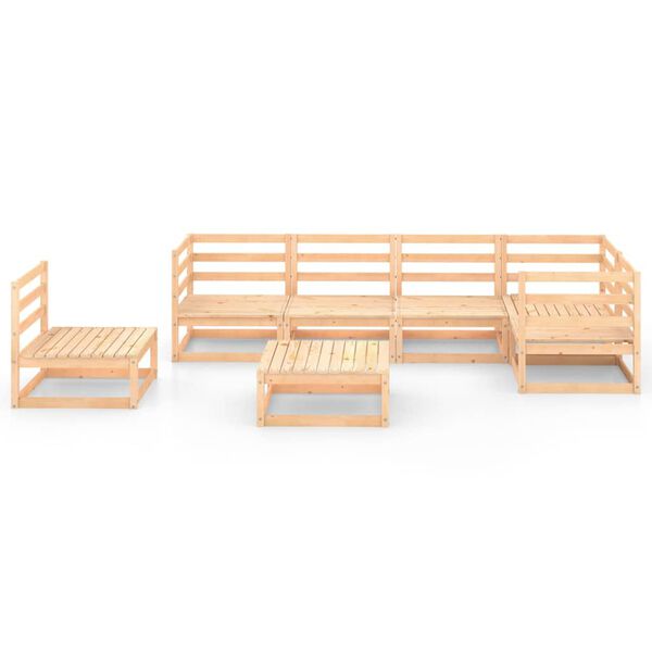 vidaXL Garden Lounge Set Natural Wood Solid Pine Wood 7 Piece Modular