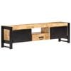 vidaXL TV Cabinet Brown and Black Rough Mango Wood, Iron