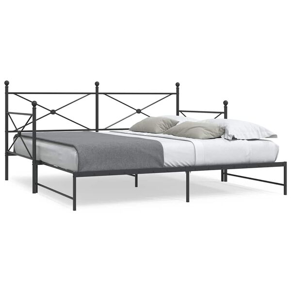 vidaXL Daybed With Trundle Black Steel 39.4 x 78.7 in