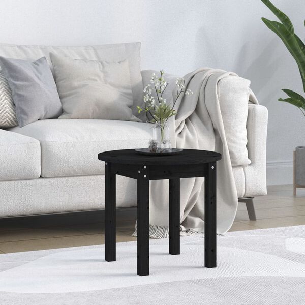 vidaXL Coffee Table Black Solid pine wood Small Durable Coffee Table