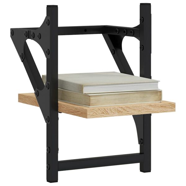 vidaXL Wall Shelf Set of 2 Sonoma Oak Engineered wood, Metal