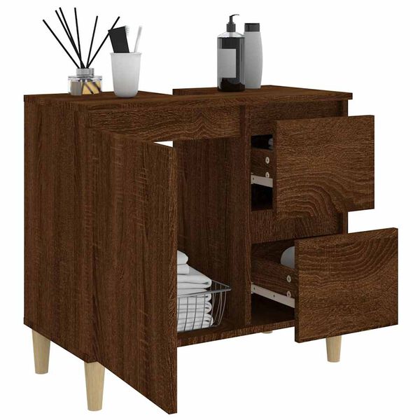 vidaXL Bathroom Cabinet Brown oak Engineered wood Medium