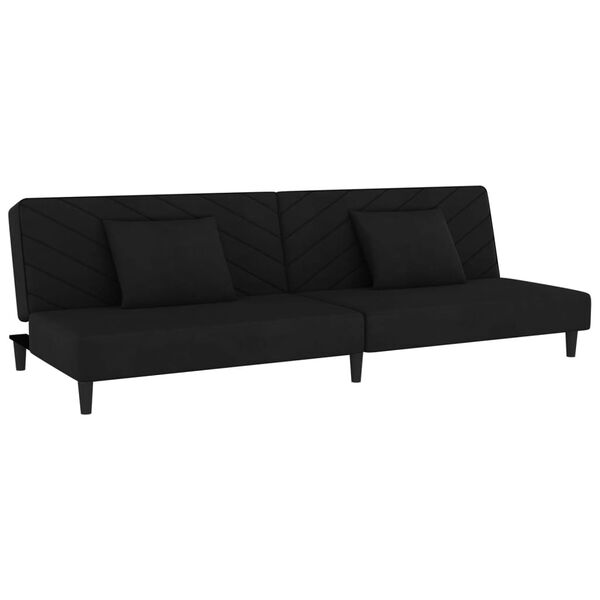 vidaXL Sofa Bed Black Velvet (100% polyester), wood, plastic Standard