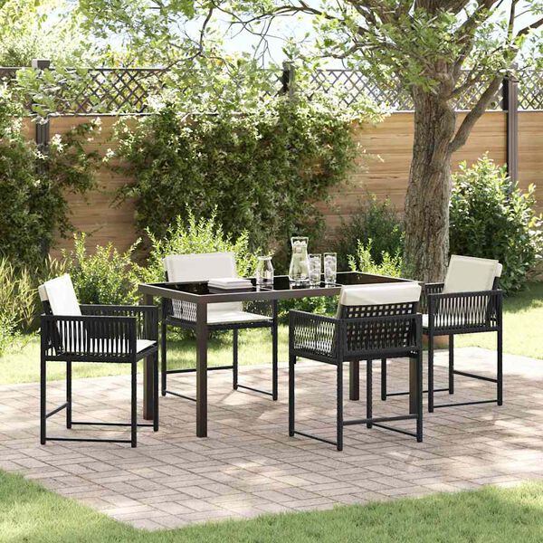 vidaXL Garden Dining Set 5 pcs Black poly rattan