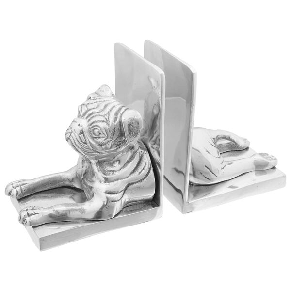 vidaXL Bookends 2 pcs Silver 4.72 x 5.91 x 7.09 in Aluminium
