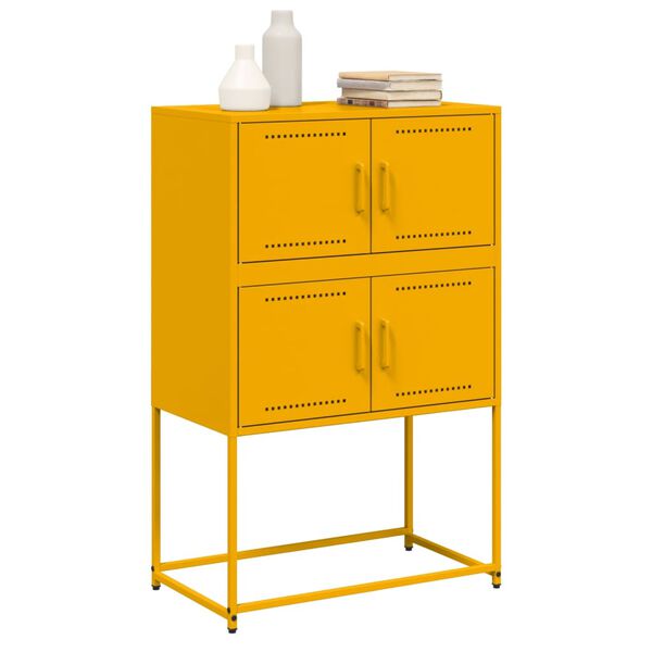 vidaXL Sideboard Mustard Yellow Steel Medium Sideboard Rectangular