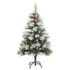 vidaXL Artificial Hinged Christmas Tree Green and White PVC and Metal