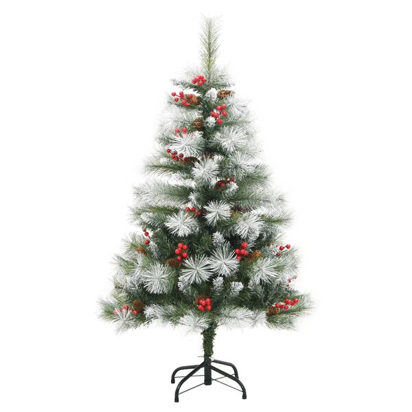 vidaXL Artificial Hinged Christmas Tree Green and White PVC and Metal