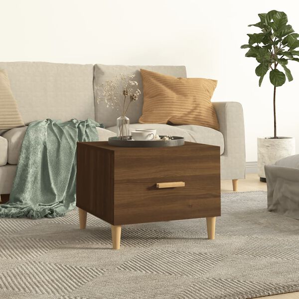 vidaXL Coffee Table Brown Oak Engineered wood, solid eucalyptus wood