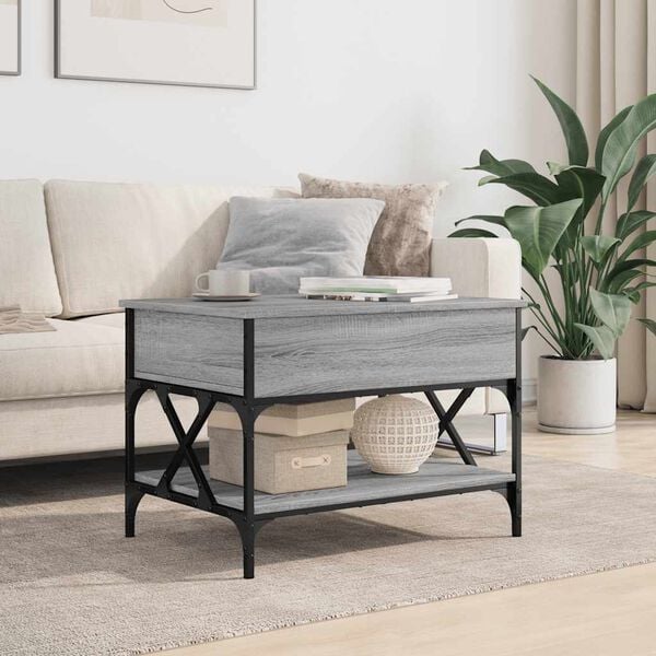 vidaXL Coffee Table Grey Sonoma Engineered wood, Metal Medium