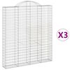 vidaXL Gabion Basket Set of 3 Silver Galvanized Iron Large
