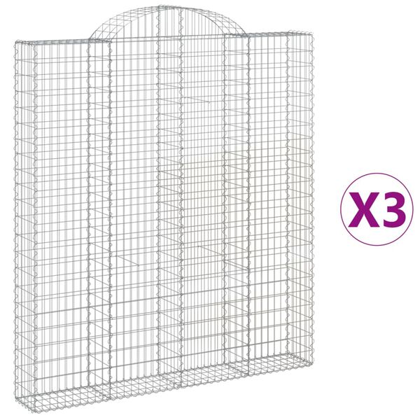 vidaXL Gabion Basket Set of 3 Silver Galvanized Iron Large