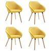 vidaXL Dining Chair Set of 4 Yellow Polyester, Solid wood Standard