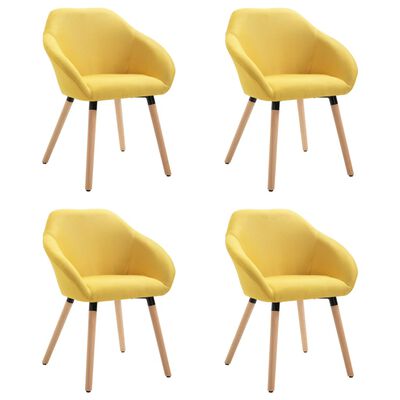 vidaXL Dining Chairs 4 pcs Yellow Fabric