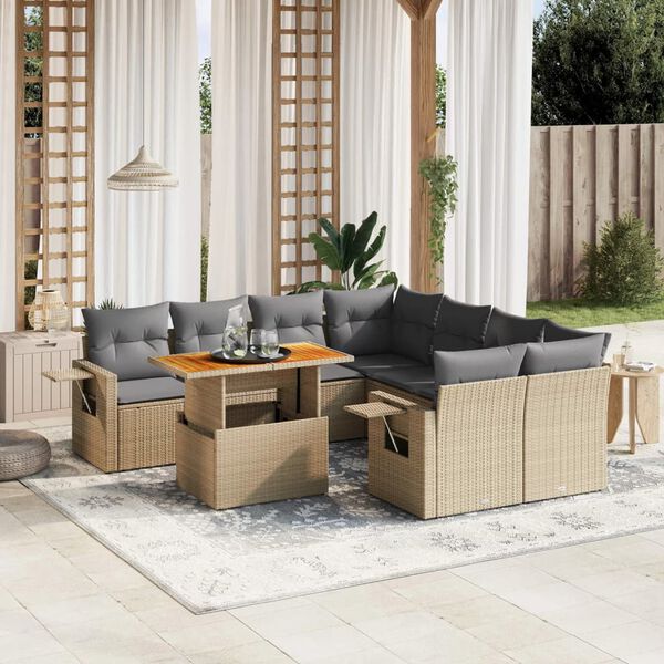 vidaXL Garden Sofa Set Beige, Light grey