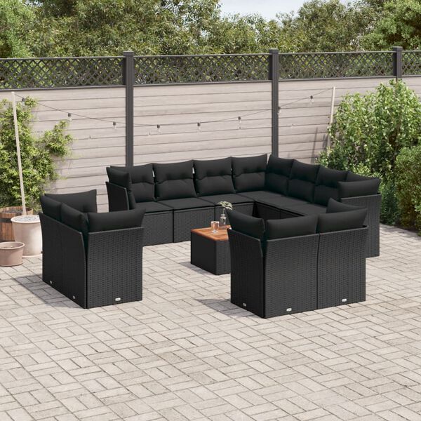 vidaXL Garden Sofa Set Black
