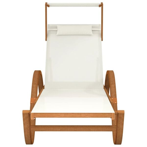 vidaXL Sun Lounger White Solid poplar wood Standard size