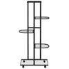 vidaXL Flower Stand Black Powder-coated iron Tall Rollable