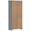 vidaXL Bookcase Grey Solid Pine Wood, Engineered Wood, Metal Tall