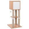 vidaXL Cat Tree Brown, White Wood, MDF, Jute, Sisal, Faux Fur