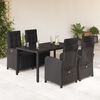 vidaXL 5 Piece Patio Dining Set with Cushions Black Poly Rattan