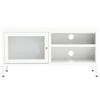 vidaXL TV Cabinet White White powder-coated steel, tempered glass Large