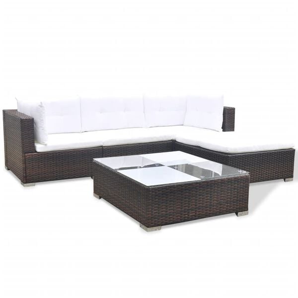 vidaXL Lounge Set Brown Powder-coated steel Medium Modular