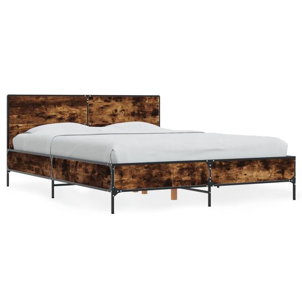 vidaXL Bed Frame without Mattress Smoked Oak 135 x 74.8 "