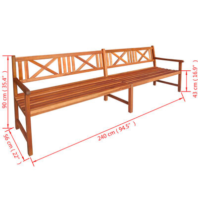 vidaXL Patio Bench 94.5" Solid Acacia Wood