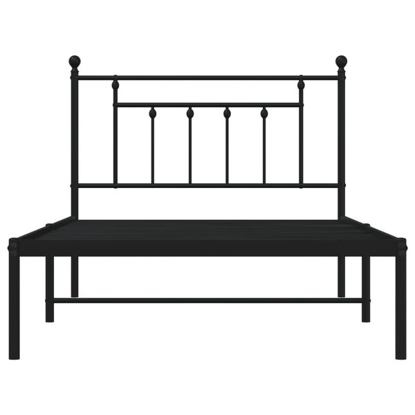 vidaXL Bed Frame Black Powder-Coated Steel 42.1 x 80.0 in Bed Frame