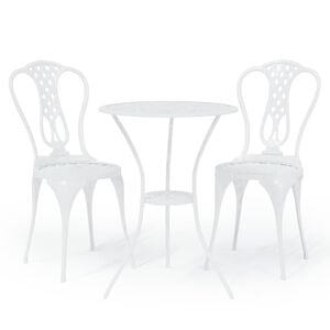 vidaXL Bistro Set White Cast Aluminum Small Durable Bistro Set Round