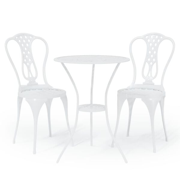 vidaXL Bistro Set White Cast Aluminum Small Durable Bistro Set Round
