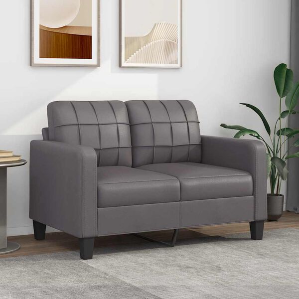 vidaXL 2-seater Sofa Grey Faux leather, Metal, Textilene, Foam 2-Seater
