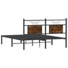 vidaXL Bed Frame Smoked oak Engineered wood, Steel Double Bed Frame