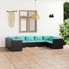 vidaXL Garden Lounge Set Black, Water blue