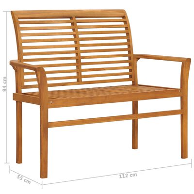 vidaXL Patio Bench with Anthracite Cushion 44.1" Solid Teak Wood