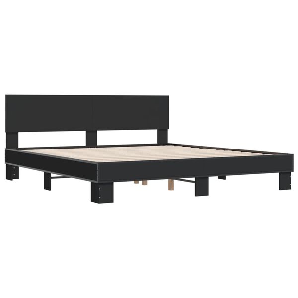 vidaXL Bed Frame Black Engineered wood Super King Durable Bed Frame
