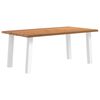 vidaXL Dining Table Light Brown Solid Oak Wood, Powder-Coated Steel Large