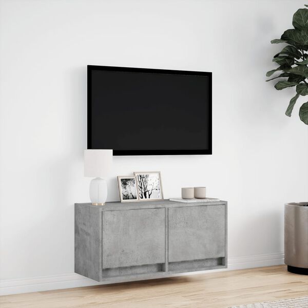 vidaXL TV Wall Cabinet Concrete grey Engineered wood Medium