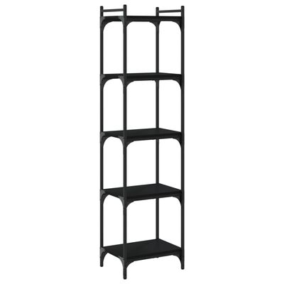 vidaXL Bookcase 5-Tier Black 15.7"x11.8"x60.6" Engineered Wood
