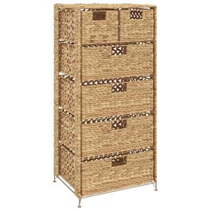 vidaXL Storage Unit Brown Water hyacinth, Metal 18.5x14.6x39.4 in