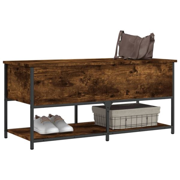 vidaXL Storage Bench Smoked Oak Engineered wood Medium Adjustable Feet