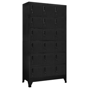 vidaXL Locker Cabinet Black Steel Large Locker Cabinet Rectangular