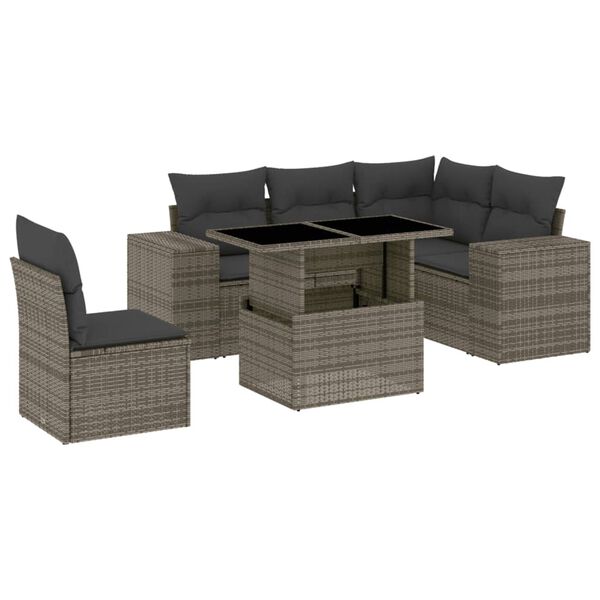 vidaXL Garden Sofa Set Grey PE rattan Medium Garden Sofa Set