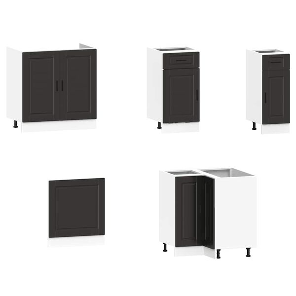 vidaXL Kitchen Cabinet Set Black Engineered wood, glass Large