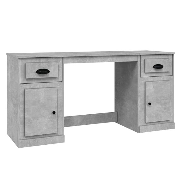 vidaXL Desk With Cabinet Concrete Grey Engineered Wood Large